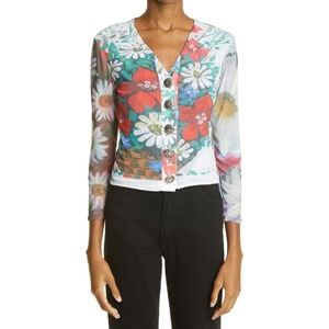 NEW Chopova Lowena Floral Daisy Mesh Button Top Small